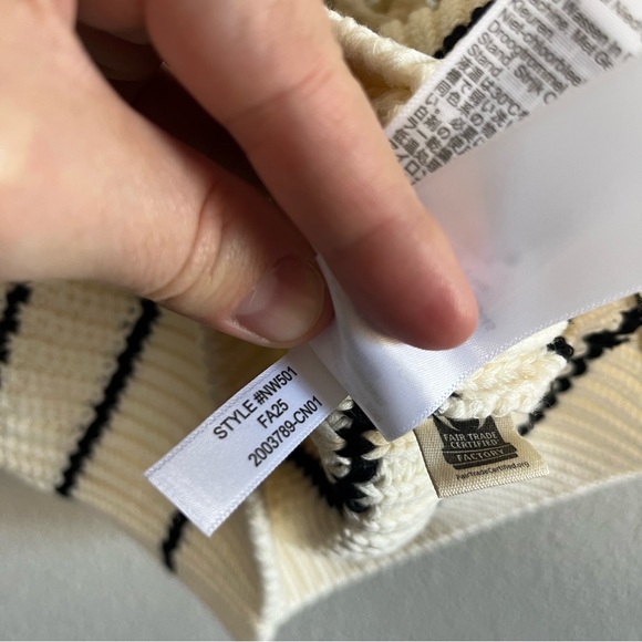 NWT Madewell Cream and Black Striped Sweater Vest in 100% Cotton XXS - Picture 12 of 12